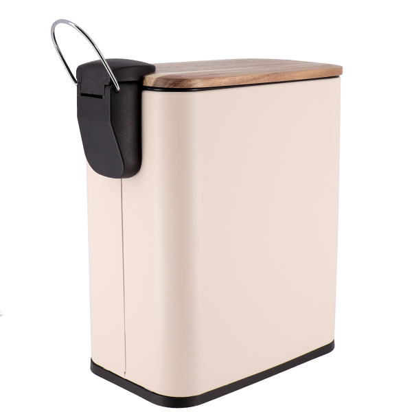 TENDANCE PEDAL TRASH BIN 3L SOFT CLOSE METAL/ACACIA, BEIGE - Image 5