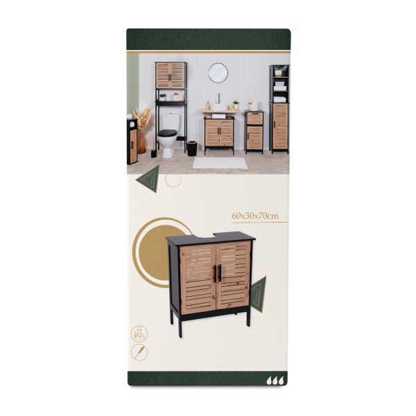 TENDANCE BATHROOM CABINET BERGEN WITH 2 DOORS AND INTERNAL SHELF MDF, BROWN - Image 3