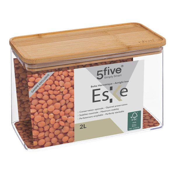 FIVE DOZA ESKE PRAVOKUTNA 2L PS/BAMBUS PROZIRNA - Image 3