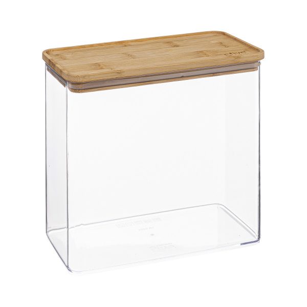 FIVE RECTANGULAR ESKE BOX 3L PS/BAMBOO TRANSPARENT