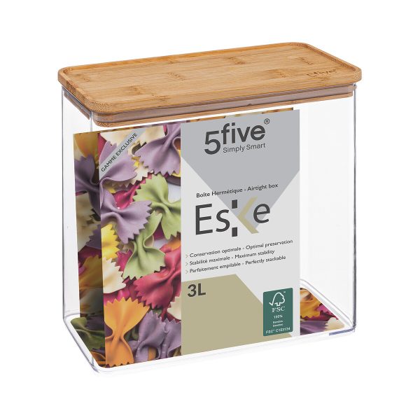 FIVE RECTANGULAR ESKE BOX 3L PS/BAMBOO TRANSPARENT - Image 3