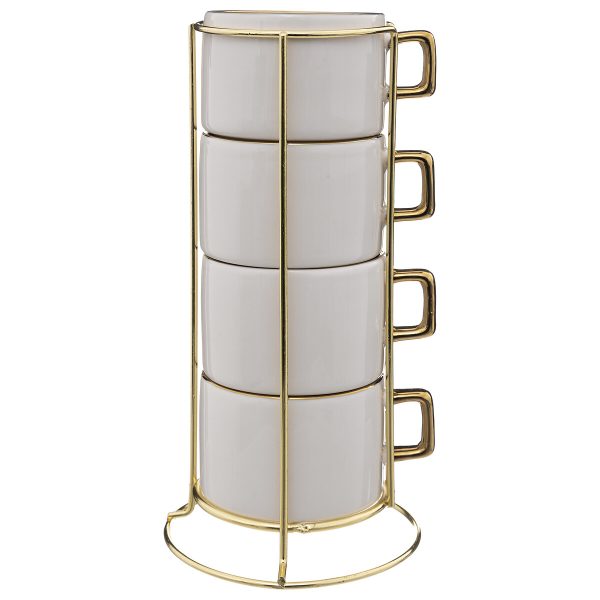 SG ŠALICE NA STALKU ARYA 0,17L 5/1 11,2X22,5CM PORCULAN/METAL BIJELE
