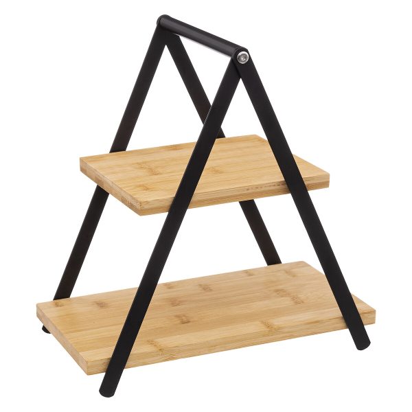 SG STALAK ZA SERVIRANJE S 2 NIVOA 28X15,6X29,3 CM BAMBUS BEŽ/CRNA