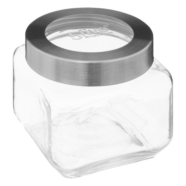 FIVE STAKLENKA S POKLOPCEM MIRO 0,8L 11,4X11X11,4CM STAKLO/NEHRĐAJUĆI ČELIK/POLISTIREN PROZIRNA