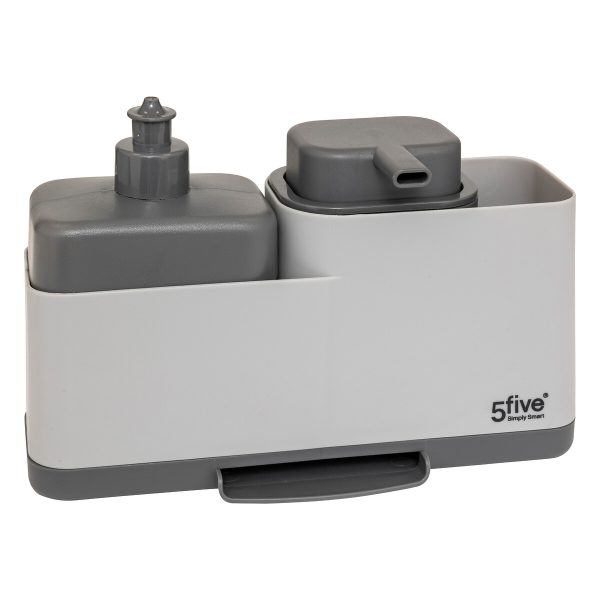 FIVE SINK ORGANIZER WITH SOAP DISPENSER NEO 23X8.7X15.6CM PP GREY