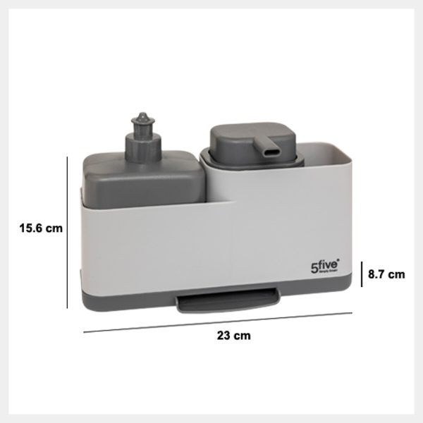 FIVE SINK ORGANIZER WITH SOAP DISPENSER NEO 23X8.7X15.6CM PP GREY - Image 6