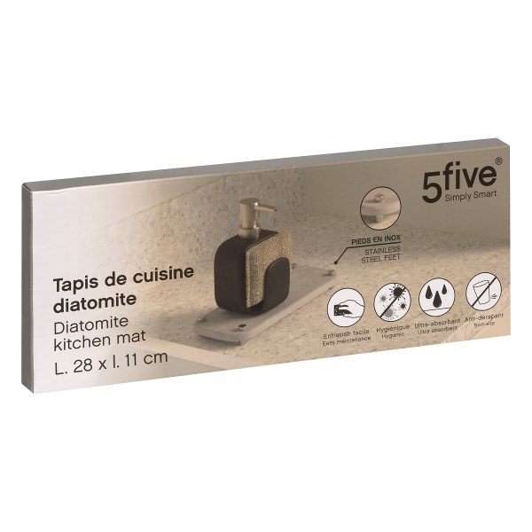 FIVE DISH DRYING MAT 28X11X3.6CM DIATOMITE GREY - Image 4