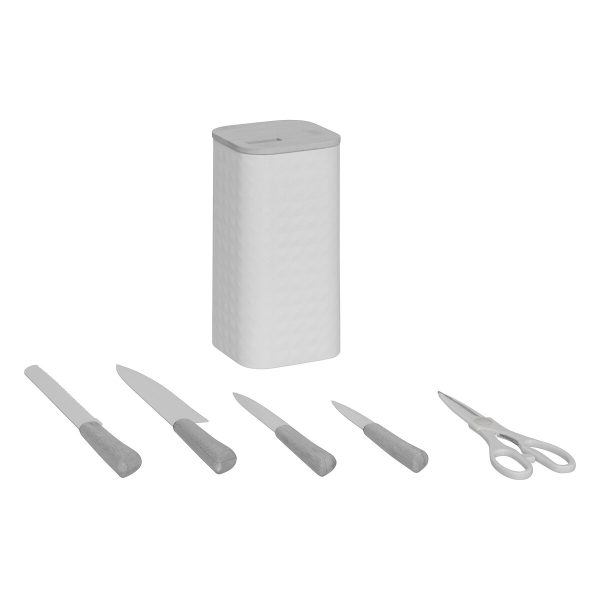 FIVE KNIFE STAND WITH 4 KNIVES AND SCISSORS SENSIA 11.5X11.5X36.3CM BAMBOO/STAINLESS STEEL VARIOUS COLORS - Image 13