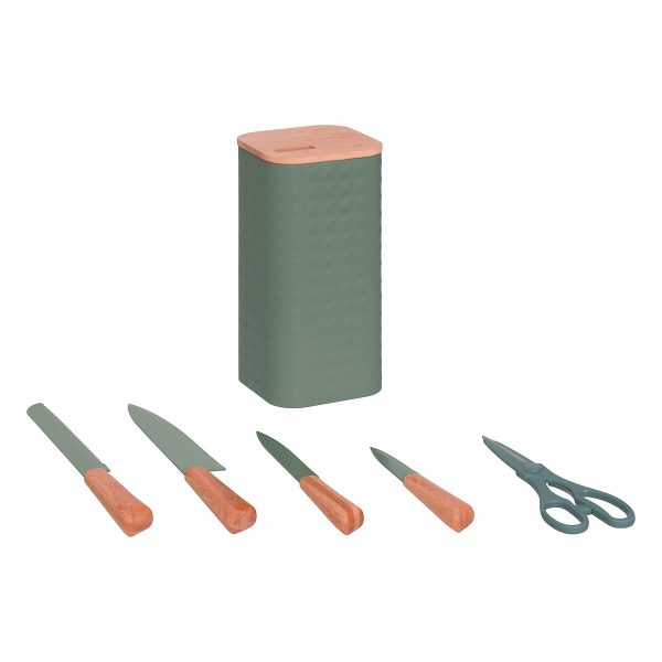 FIVE KNIFE STAND WITH 4 KNIVES AND SCISSORS SENSIA 11.5X11.5X36.3CM BAMBOO/STAINLESS STEEL VARIOUS COLORS - Image 15