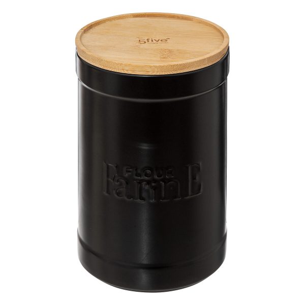 FIVE FLOUR CONTAINER NATUREO 12.2X19.5 CM CERAMIC/BAMBOO BLACK