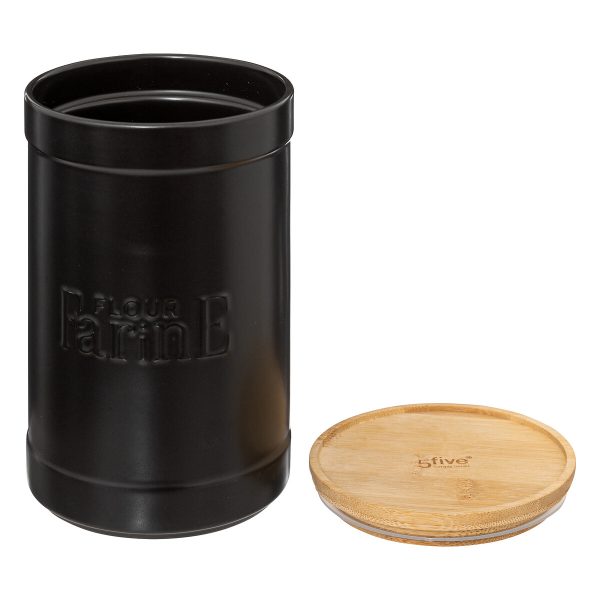 FIVE FLOUR CONTAINER NATUREO 12.2X19.5 CM CERAMIC/BAMBOO BLACK - Image 2