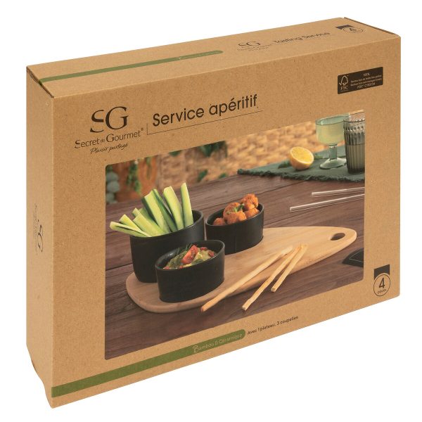 SG SET ZA SERVIRANJE 4/1 35X1X24 CM, BAMBUS/KAMENINA BEŽ/CRNA - Image 6