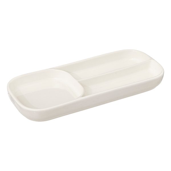 SG TANJUR ZA SERVIRANJE S 3 ODJELJKA NORA 28X12X2,8CM KAMENINA BIJELI