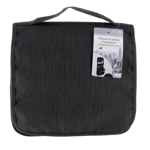 TENDANCE TOILET BAG HEATHER WITH FOLDING LID, POLYESTER, BLACK - Image 5