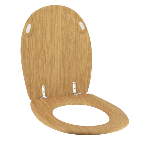 TENDANCE TOILET SEAT MDF WITH STAINLESS STEEL HARDWARE, NATURAL OAK - Image 3