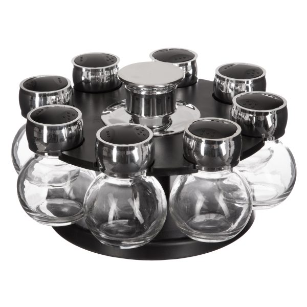FIVE SET OF GLASS CONTAINERS FOR SPICES WITH ROTATING BASE 8/1 - Image 3