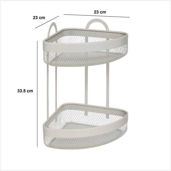 FIVE CORNER DOUBLE STORAGE SHELF MAYAJ 23X23X33.5CM METAL BEIGE - Image 3