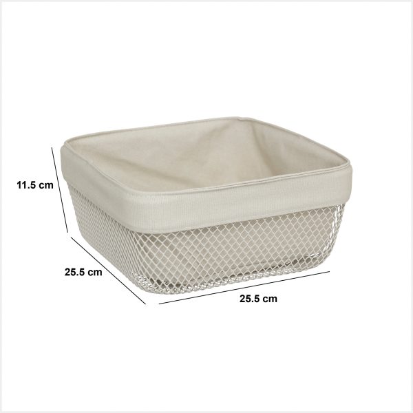 FIVE BREAD BASKET MAYAJ 25.5X25.5X11.5CM METAL/COTTON BEIGE - Image 3