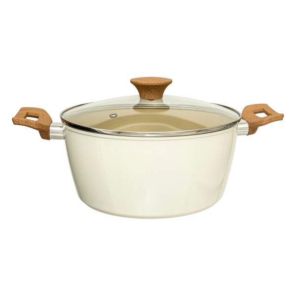 FIVE POT WITH LID HARMONY 24CM GLASS/ALUMINUM BEIGE