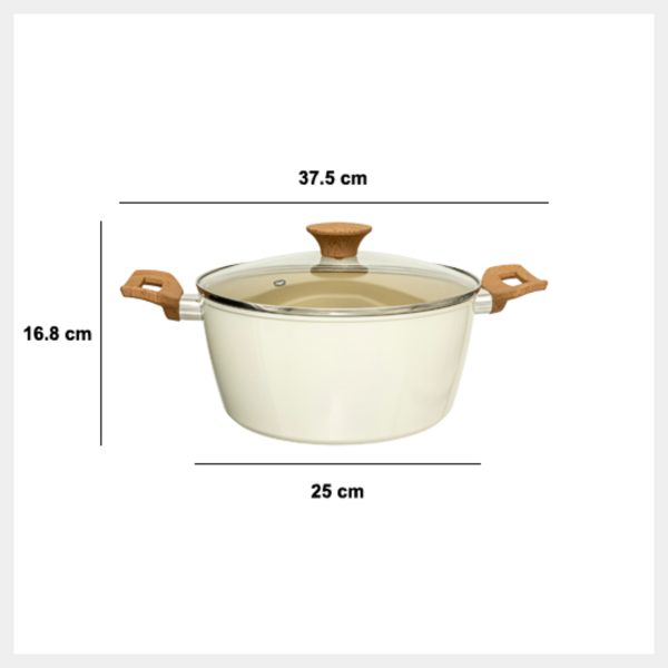 FIVE POT WITH LID HARMONY 24CM GLASS/ALUMINUM BEIGE - Image 4