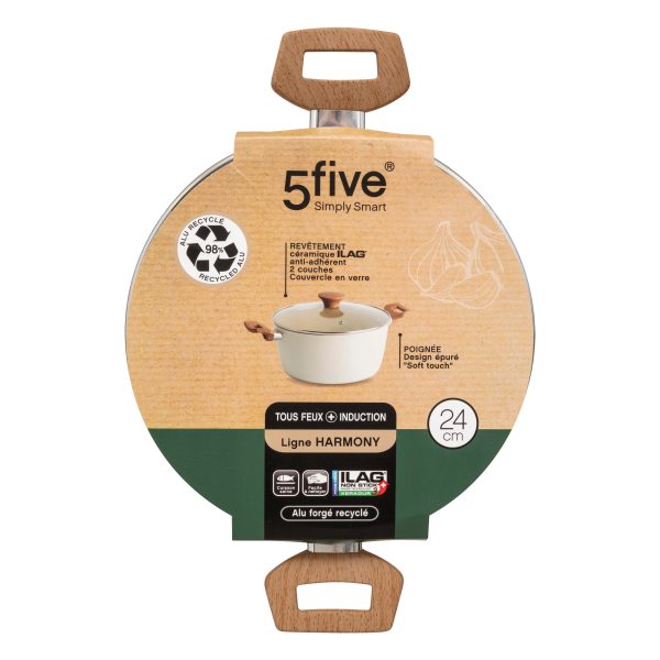 FIVE POT WITH LID HARMONY 24CM GLASS/ALUMINUM BEIGE - Image 5