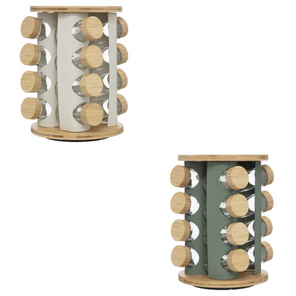 FIVE SENSIA ROTATING SPICE RACK 21X28.5CM BAMBOO/GLASS VARIOUS COLORS