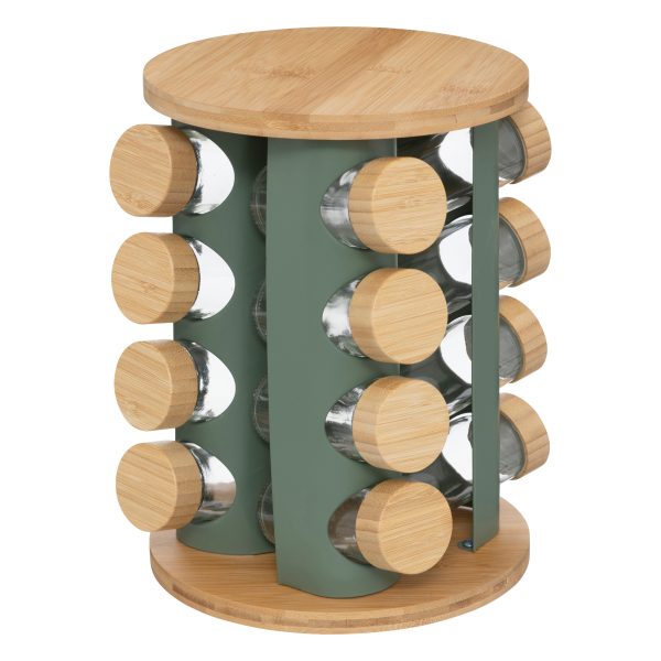 FIVE SENSIA ROTATING SPICE RACK 21X28.5CM BAMBOO/GLASS VARIOUS COLORS - Image 4