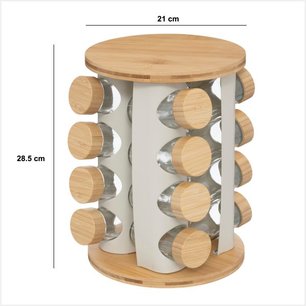 FIVE SENSIA ROTATING SPICE RACK 21X28.5CM BAMBOO/GLASS VARIOUS COLORS - Image 5