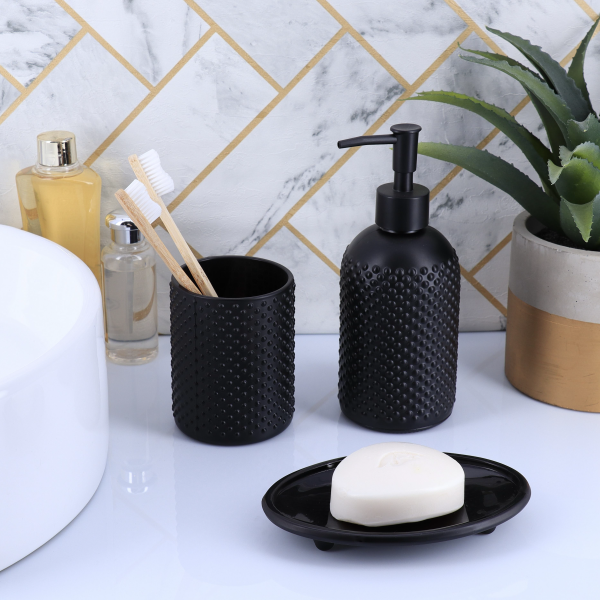 TENDANCE SOAP DISPENSER SIRMIONE 410 ML GLASS, BLACK - Image 2