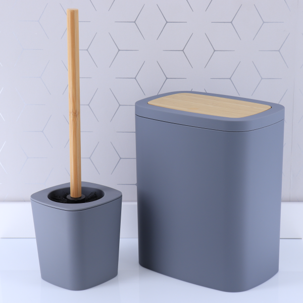 TENDANCE KANTA ZA SMEĆE 5L ABS/GUMA + PVC BAMBU EFEKT, SIVA - Image 2