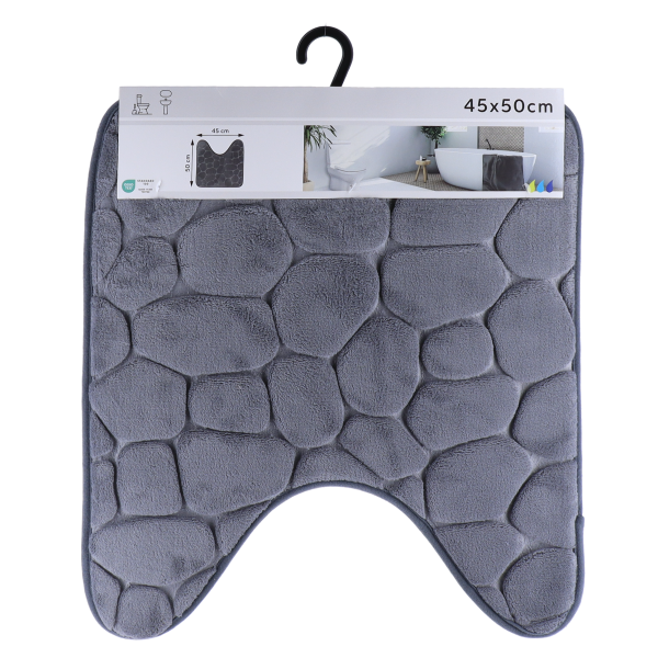 TENDANCE KUPAONSKI TEPIH ZA WC ŠKOLJKU PEBBLE, 45x50 CM, MEMORIJSKA PJENA,  TAMNO SIVI - Image 2
