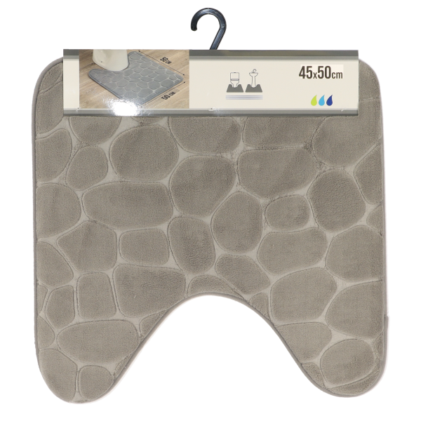TENDANCE KUPAONSKI TEPIH ZA WC ŠKOLJKU PEBBLE, 45x50 CM, MEMORIJSKA PJENA, SVIJETLO SIVI - Image 2