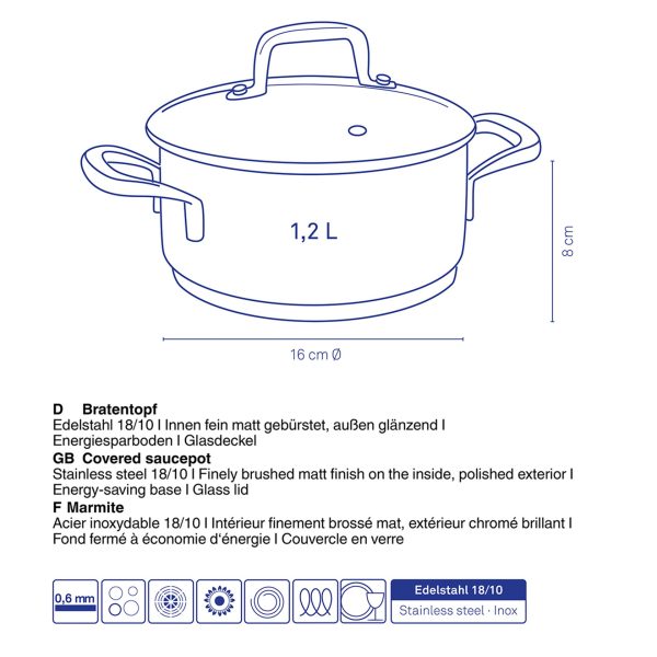 KELA POT WITH FLAVORIA LID, 1.2l STAINLESS STEEL 18/10 SILVER - Image 5