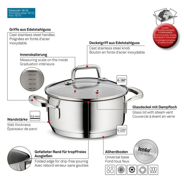KELA POT WITH FLAVORIA LID, 1.2l STAINLESS STEEL 18/10 SILVER - Image 8
