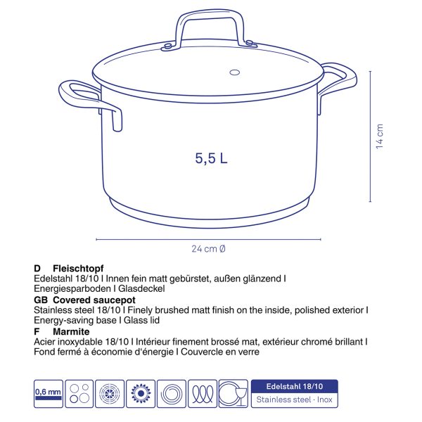 KELA POT WITH FLAVORIA LID, 5.5l STAINLESS STEEL 18/10 SILVER - Image 5