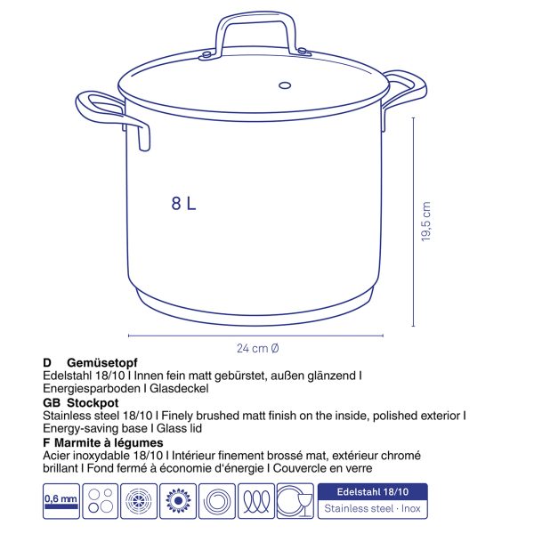 KELA POT WITH FLAVORIA LID, 8l STAINLESS STEEL 18/10 SILVER - Image 5