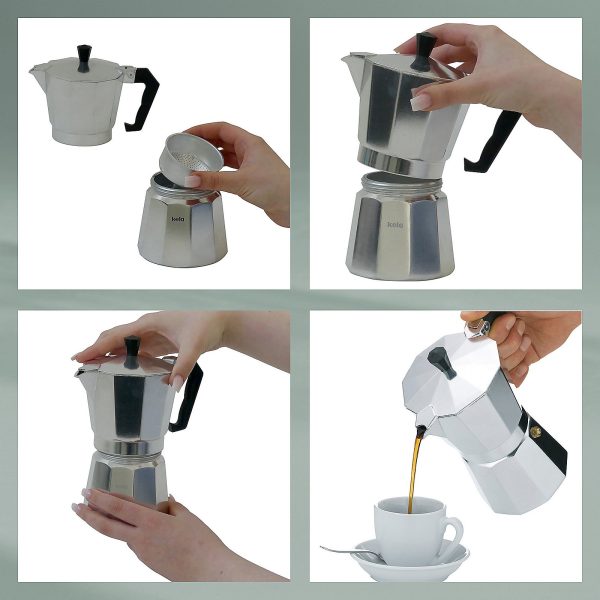 KELA KAFETIJERA ITALIA, 450ml ALUMINIJ MAT SREBRNA - Slika 4