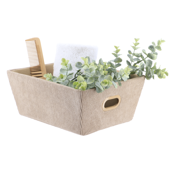 TENDANCE BASKET 20.5X26X10.5 CM VELVET, TAUPE - Image 3