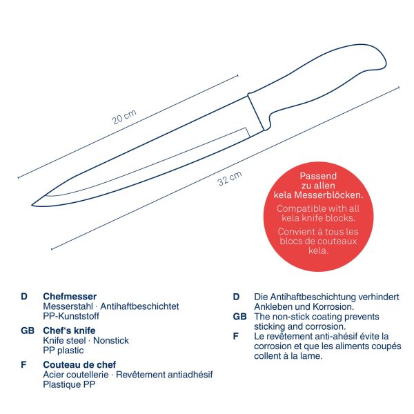 KELA CHEF NOŽ ACIDA 32CM NEHRĐAJUĆI ČELIK CRNA - Slika 4