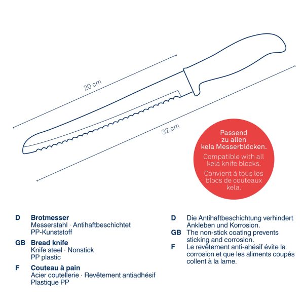 KELA NOŽ ZA KRUH ACIDA 32CM NEHRĐAJUĆI ČELIK CRNA - Slika 5