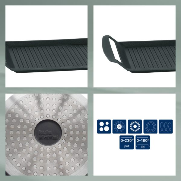 KELA GRILL PLATE KERROS, 30x24x4cm CAST ALUMINUM BLACK - Image 3