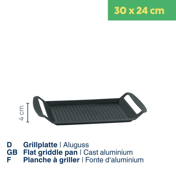 KELA GRILL PLATE KERROS, 30x24x4cm CAST ALUMINUM BLACK - Image 4