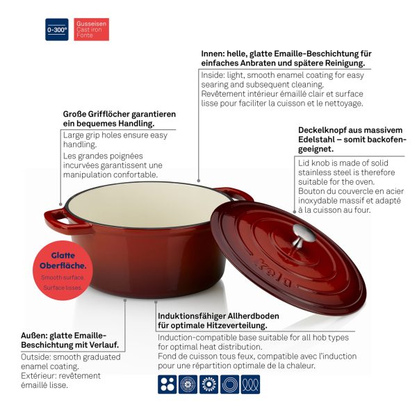 KELA ROUND BAKE CALIDO, 4.6l RED Wrought Iron - Image 7