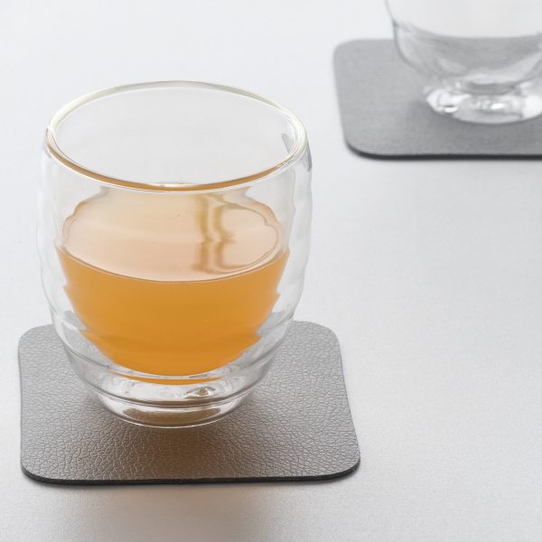KELA SET OF COASTERS FOR KIMARA GLASSES, 10x10x0.2cm PU-LEATHER GRAY 4/1 - Image 5