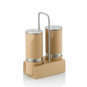 KELA SALT AND PEPPER SET WITH KAURI RACK, 13x7x19cm BEECH LIGHT BROWN