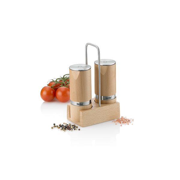 KELA SALT AND PEPPER SET WITH KAURI RACK, 13x7x19cm BEECH LIGHT BROWN - Image 3