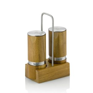 KELA SALT AND PEPPER SET WITH KAURI RACK, 13x7x19cm Acacia BROWN
