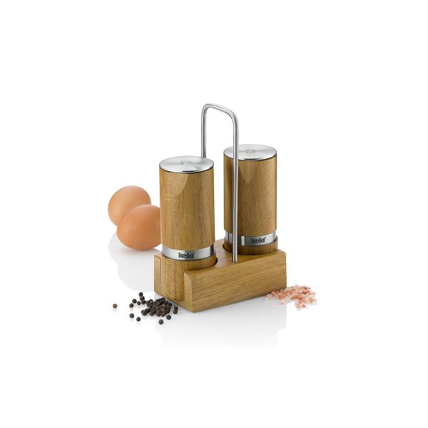 KELA SALT AND PEPPER SET WITH KAURI RACK, 13x7x19cm Acacia BROWN - Image 2