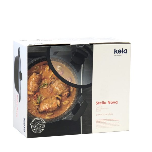 KELA LONAC S POKLOPCEM STELLA NOVA, 3,5l LIJEVANI ALUMINIJ CRNA - Slika 10