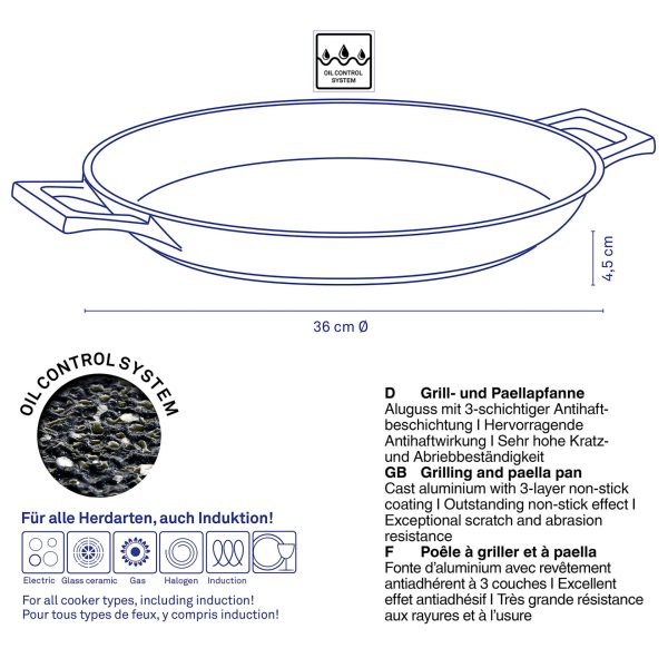 KELA PAN FOR GRILL AND PAELLA STELLA NOVA, 4.5x36cm CAST ALUMINUM BLACK - Image 5